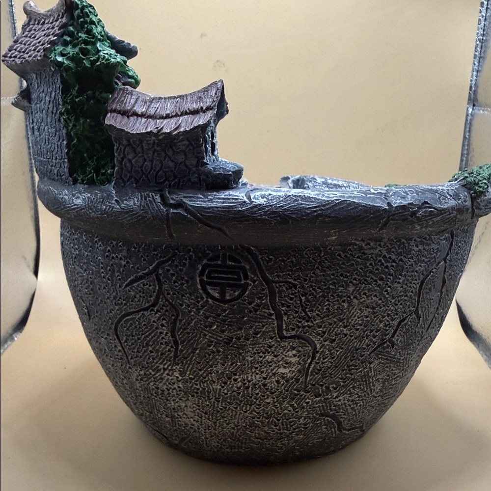 Grey Tiered Cottage Fountain Planter with Purple & Blue Flower Accents - Picture 4 of 4